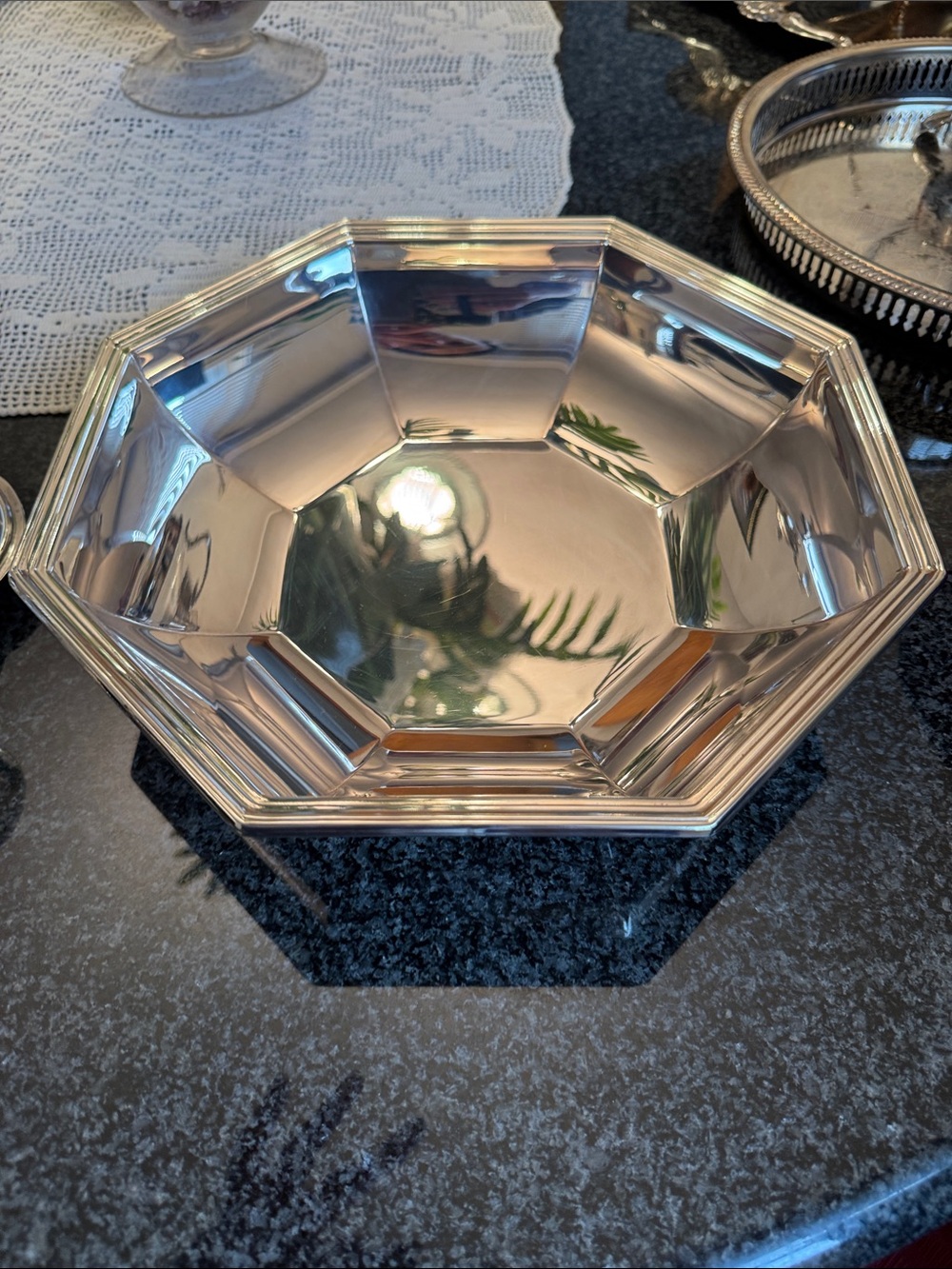 Octagonal Silver Serving Bowl